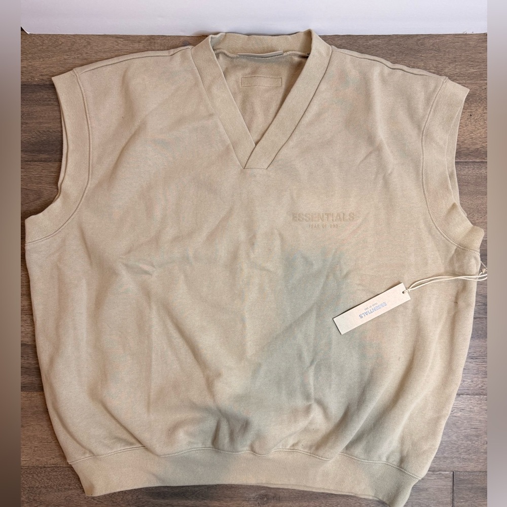 Fear of God Essentials Men's Tan Sleeveless Sweater XXL
